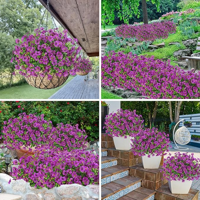 Bassion Artificial Flowers for Outdoors, 24 Bundles UV Resistant Fake Flowers - Image 6