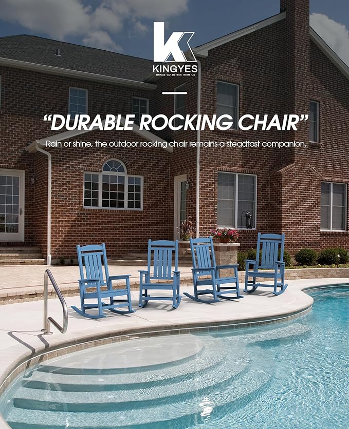 KINGYES HDPE Rocking Chairs Outdoor, Patio Rocking Chairs - Image 9