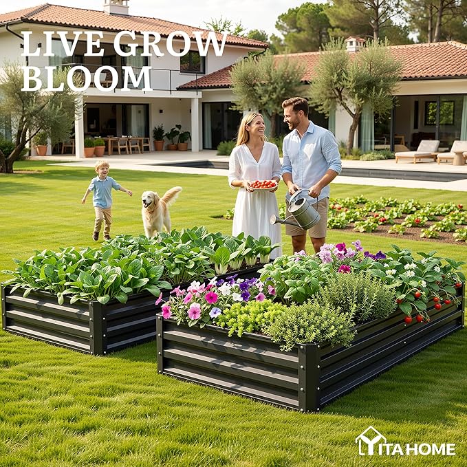 YITAHOME 72x36x12 in 2pcs Galvanized Raised Garden Bed Kit, Large Metal Planter - Image 2
