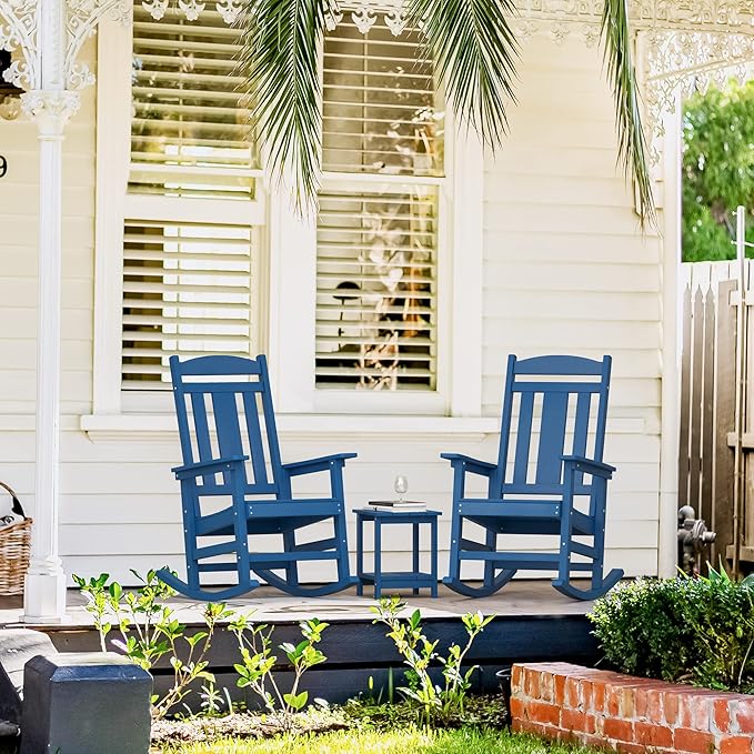 LUE BONA Rocking Chair Outdoor, Weather Resistant Poly Plastic Rocker Chairs - Image 8
