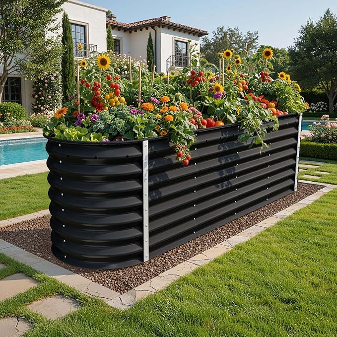 YITAHOME 24" Tall 9 in 1 Raised Garden Bed Kit, 96x24 in Large Galvanized Metal by YITAHOME