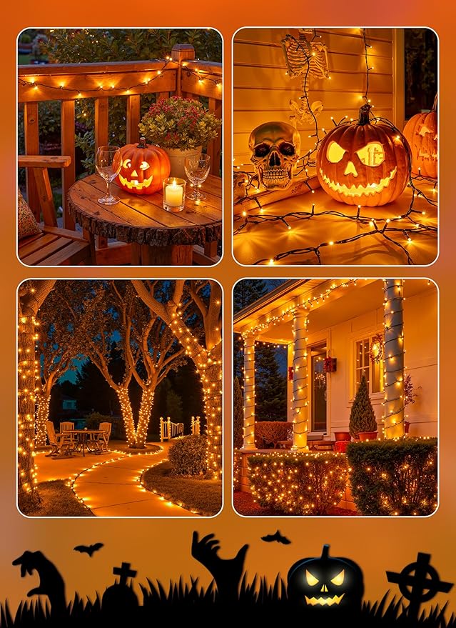 Brightown 4 Pack Solar Halloween Lights, Total 184FT 480 LED Solar String - Image 8