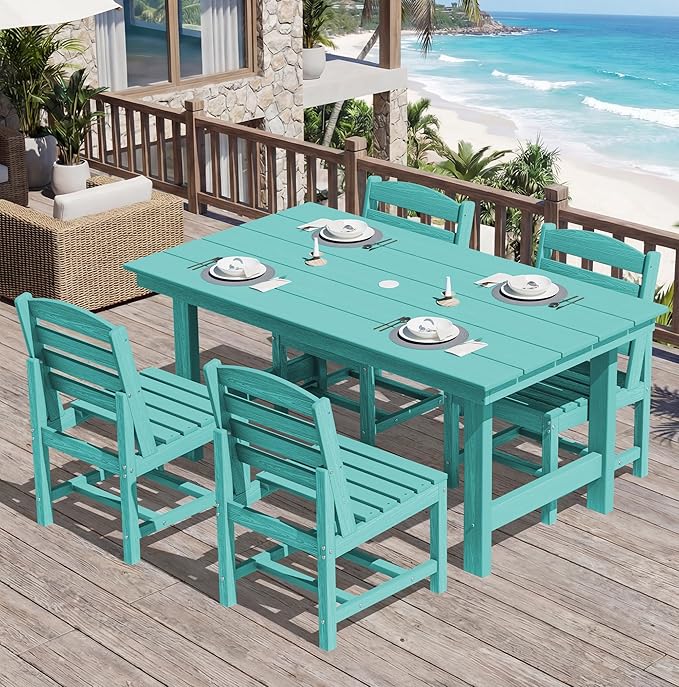 SERWALL Patio Dining Sets for 6 Person, HDPE Dining Set - Image 7