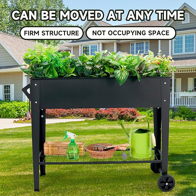 Raised Garden Bed with Legs and Wheels Removable - Image 7