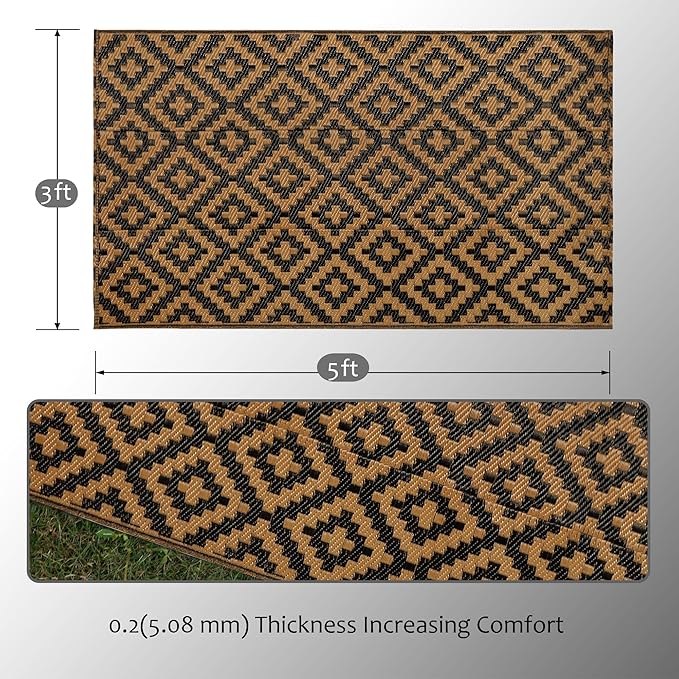 SAND MINE Reversible Mats, Plastic Straw Rug, Modern Area Rug, Large Floor Mat - Image 2