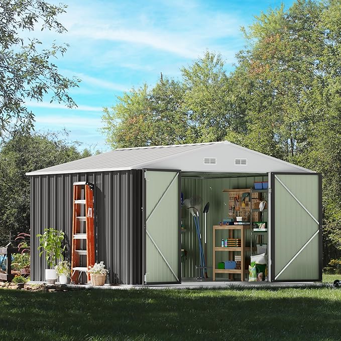 Devoko 10 x 8 FT Outdoor Storage Shed, Metal Garden Sheds & Outdoor Storage - Image 3
