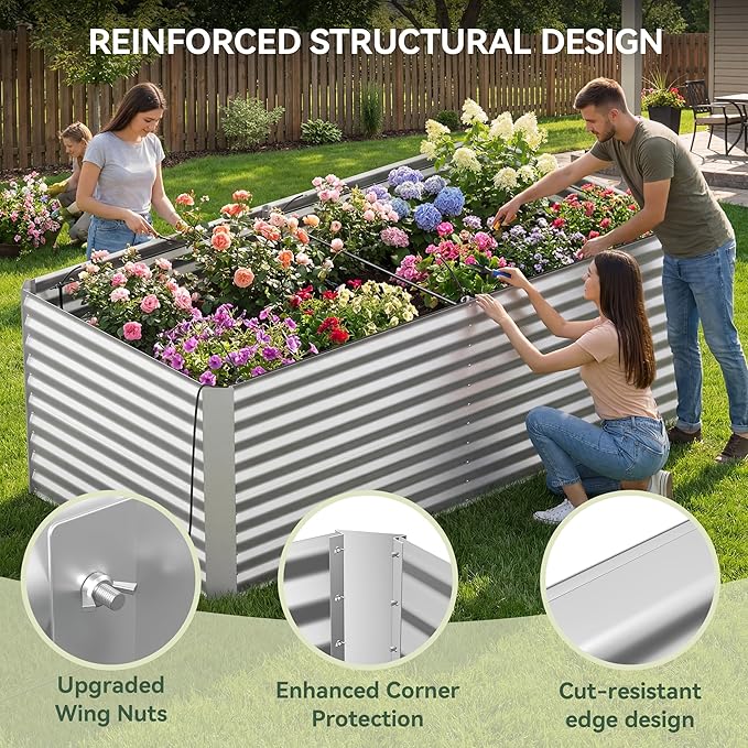 8x4x3 ft Tall Galvanized Raised Garden Bed - Image 6