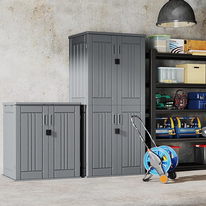 EHHLY Heavy Duty Tall Storage Cabinet Outdoor Weatherproof, 28 Cuft Garage - Image 6