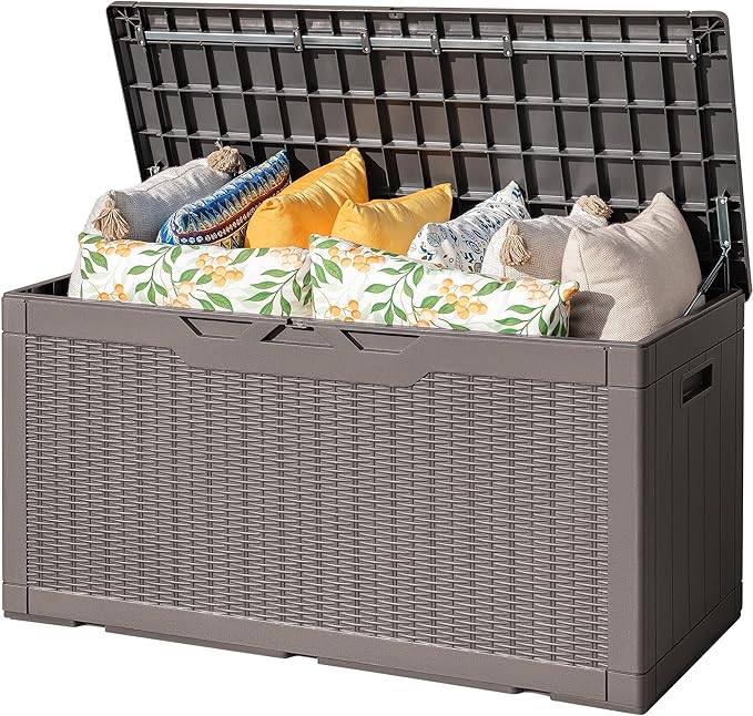 Flamaker Outdoor Storage Box 100 Gallon Waterproof Resin Deck Box Delivery Box by Flamaker