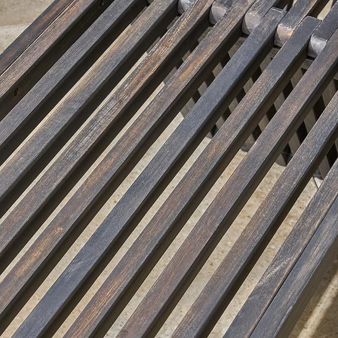 Christopher Knight Home Esme Outdoor Acacia Wood Bench, Dark Gray Finish - Image 8