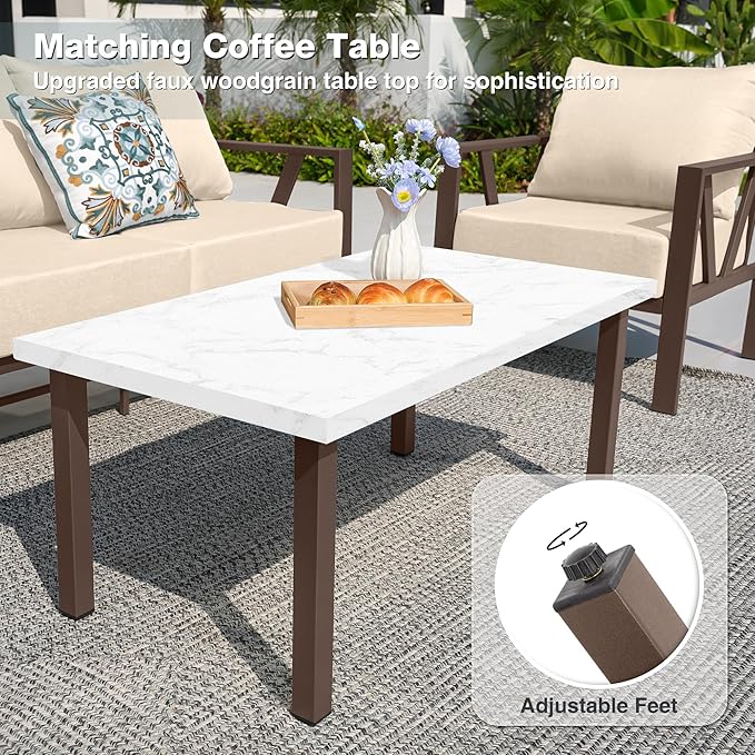 Outdoor Patio Furniture Set, 4 Pieces Metal Patio Furniture Set - Image 5