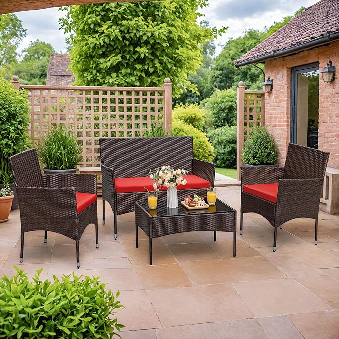 Homall 4 Pieces Patio Rattan Chair Wicker, Outdoor Indoor Use Backyard Porch - Image 6