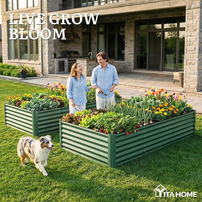 YITAHOME 8x4x1.5ft Large Raised Garden Bed Kit, Galvanized Metal Planter Box - Image 3