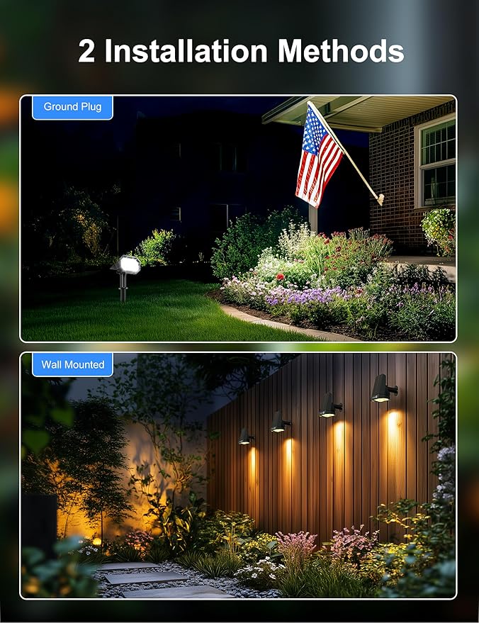 Brightown 4Pack Solar Spot Lights Outdoor, IP67 Solar Lights Outdoor Waterproof - Image 7