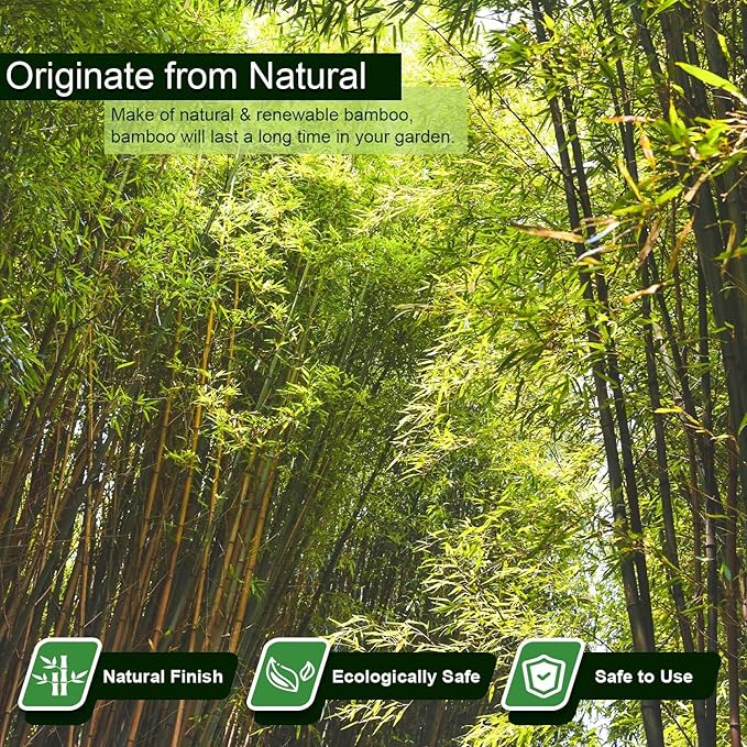 30pcs 3/10" D Thicker Heavy Duty Bamboo Stakes, 2FT Plant Stakes, Natural - Image 2