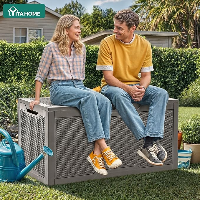 YITAHOME 100 Gallon Resin Deck Box, Weather Resistant Outdoor Storage Box - Image 5