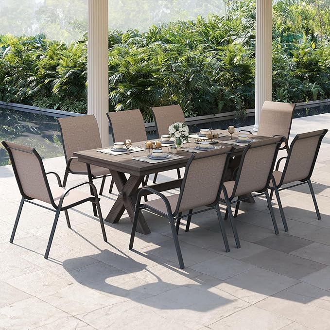 Patio Dining Chairs Set of 8, Outdoor High Stacking Chairs，Breathable Seat - Image 2