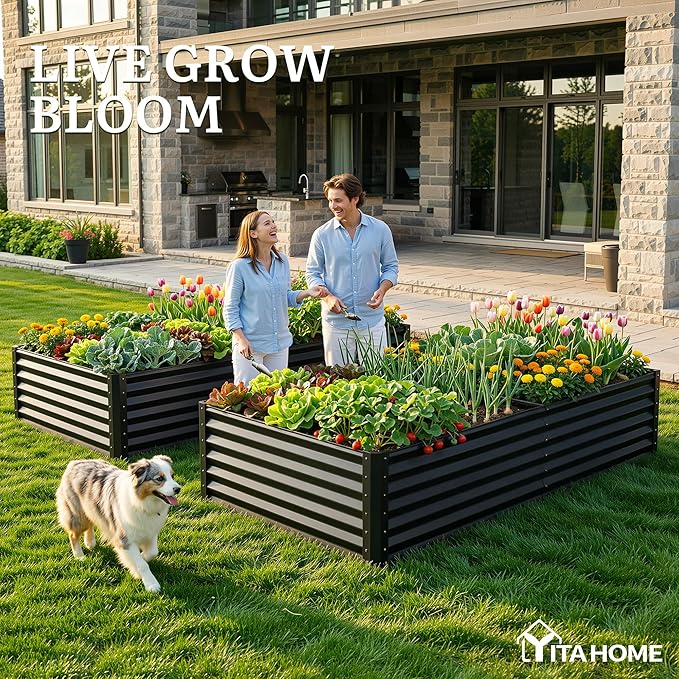 YITAHOME 8x4x1.5ft 2pcs Large Raised Garden Bed Kit, Galvanized Metal Planter - Image 3