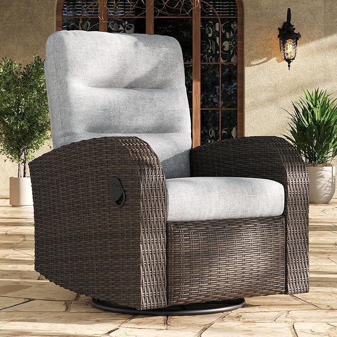 LayinSun Oversized Wicker Outdoor Swivel Glider Recliner by LayinSun