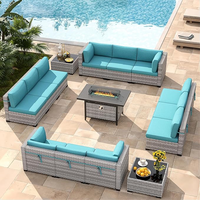 12-Seat Modern Outdoor Wicker Rattan Patio Furniture Set - Image 2