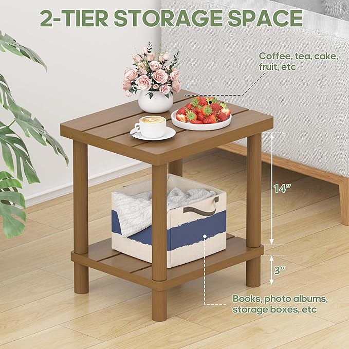 Outdoor Side Table, 2-Tier Small Outdoor Table - Image 7