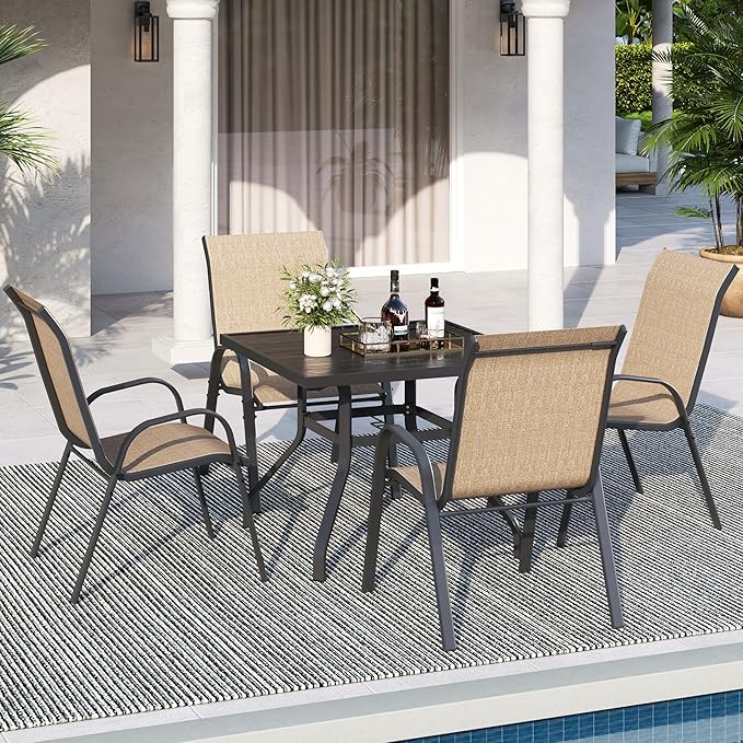Patio Dining Chairs Set of 4, Outdoor High Stacking Chairs - Image 2