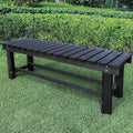 Outdoor Garden Bench, 3-Person Wood Patio Bench Weatherproof Outdoor Backless by LSPYYDS