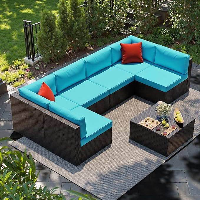 Shintenchi 7 Pieces Patio Furniture Sets Outdoor All-Weather Sectional Patio - Image 3