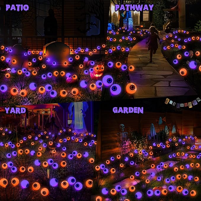 BrizLabs 6 Pack 36 LED Halloween Solar Eyeball Lights, 2 Modes Outdoor - Image 7