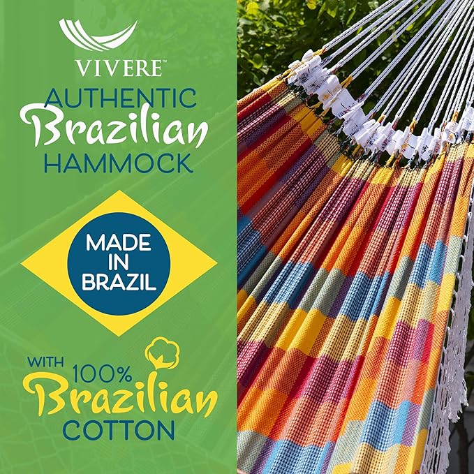 Vivere Authentic Brazilian Cotton Hammock - 450 lb Capacity - Image 7