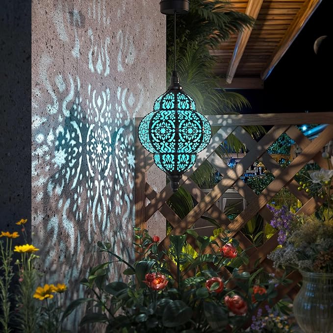 Hanging Solar Lights Outdoor Garden Decor Solar Lantern Waterproof Plastic - Image 2