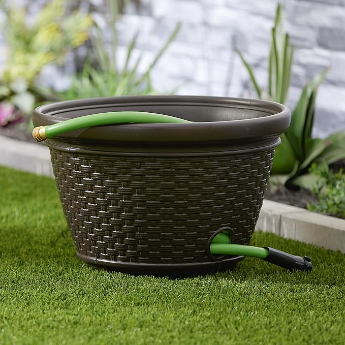 Suncast 6 Pack Decorative Wicker Garden Hose Holder Pot - Image 8