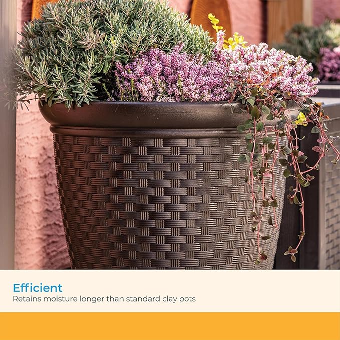 Suncast Sonora 22 Inch Plastic Wicker Indoor or Outdoor Decorative Garden - Image 5