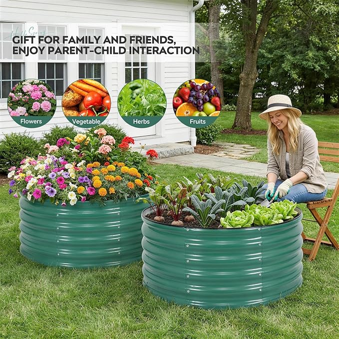ZORMY Galvanized Raised Garden Bed Outdoor, Round Metal Planter Boxes 2 Pcs - Image 9