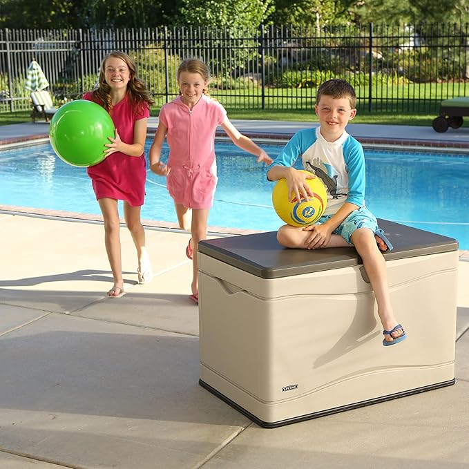 LIFETIME 60103 Deck Storage Box, 80 Gallon, Desert Sand/Brown - Image 5