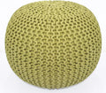 COTTON CRAFT - Hand Knitted Cable Style Dori Pouf - Green - Floor Ottoman - by COTTONCRAFT