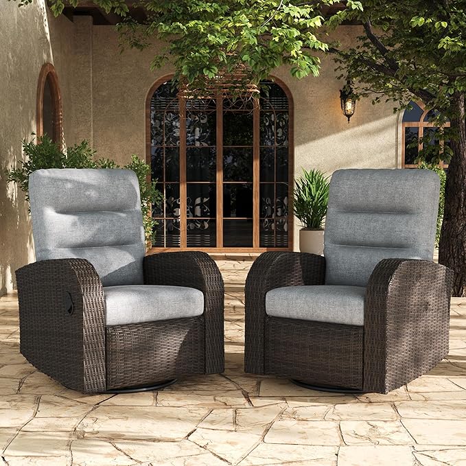 LayinSun Oversized Wicker Outdoor Swivel Glider Recliner by LayinSun