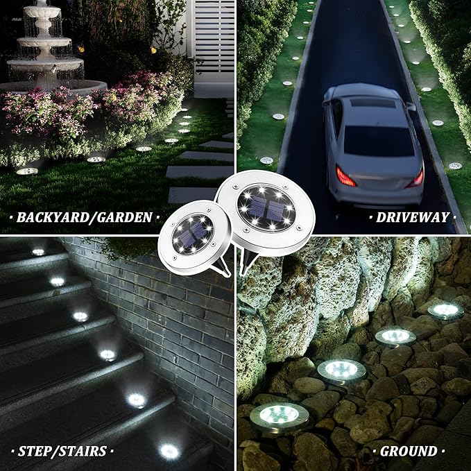 SOLPEX Solar Lights Outdoor Waterproof, 8 Pack Solar Ground Lights, Solar - Image 2