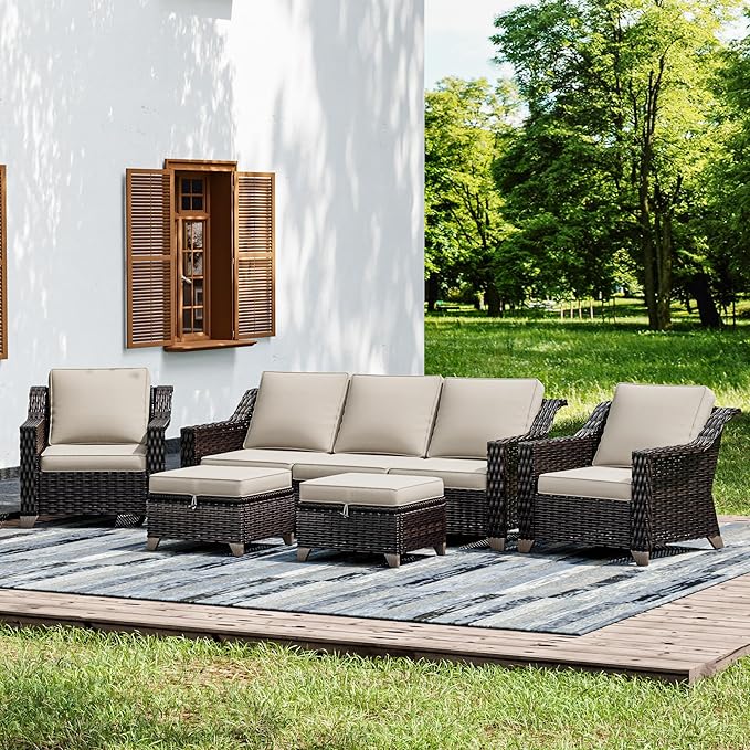 Joyside Wicker Patio Furniture Sets, 5 Pieces Upgraded Large Size Outdoor by Joyside