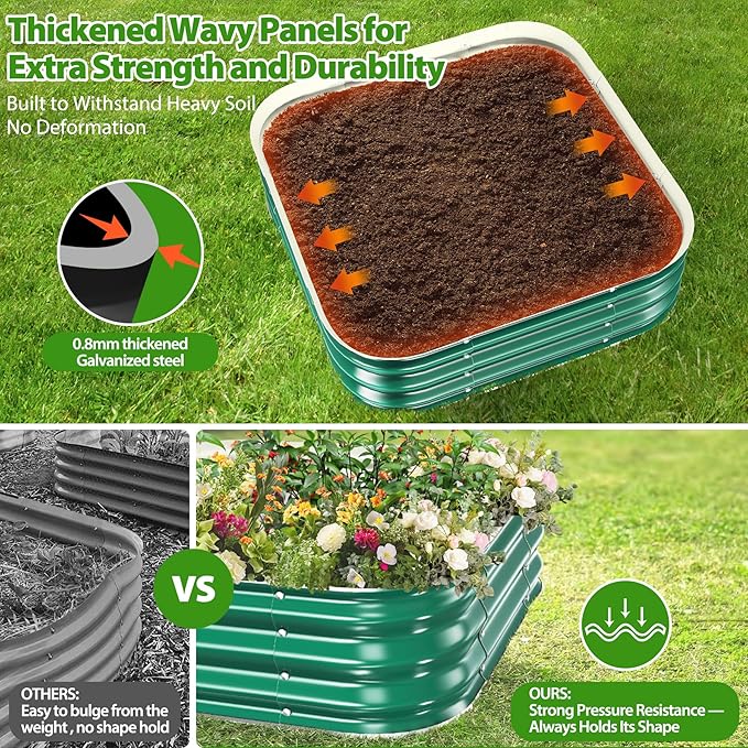 Galvanized Raised Garden Bed for Gardening, Modular Above Ground Growing - Image 5