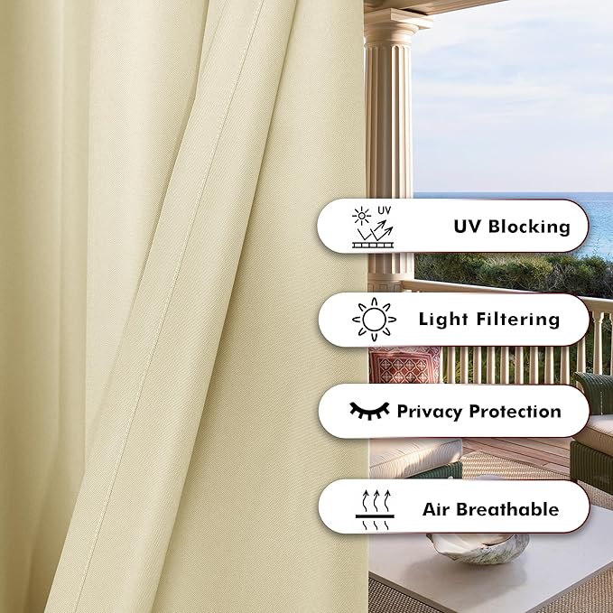 BONZER Extra Wide Waterproof Outdoor Curtains - Image 4