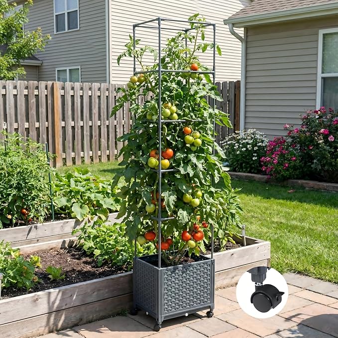 Raised Garden Bed with Tomato Planter Cage, 67.6" Trellis Planter Boxes with - Image 7