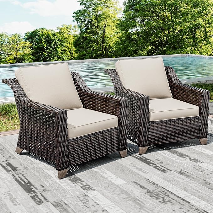 Joyside Wicker Patio Chairs Set of 2, Outdoor Rattan Furniture - Image 6