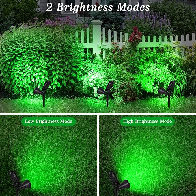 T-SUN Green Solar Spotlights, IP65 Waterproof Outdoor 4 LED Solar Garden Lights - Image 3