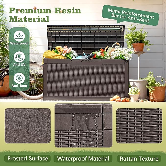 Flamaker Outdoor Storage Box 100 Gallon Waterproof Resin Deck Box Delivery - Image 3