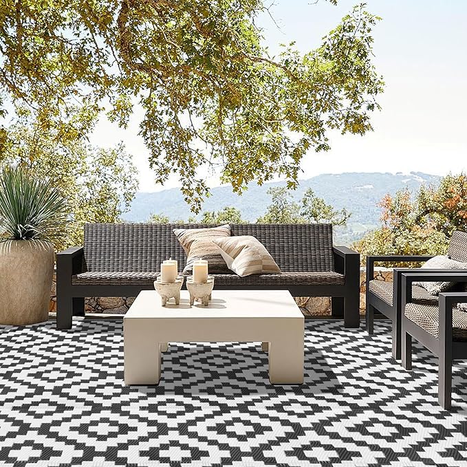 SAND MINE Waterproof Outdoor Rug 8x10 ft, Plastic Reversible Rug, Modern Area - Image 8