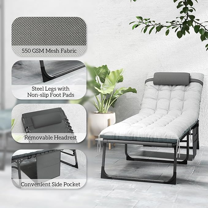 Outsunny Chaise Lounge Chair Outdoor Set of 2, 5-Position Adjustable Outdoor - Image 7