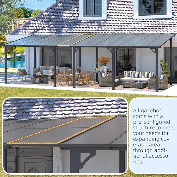 AECOJOY 10’ x 10’ Gazebo, Wall Mounted Gazebos Pergola on Clearance, Outdoor - Image 5