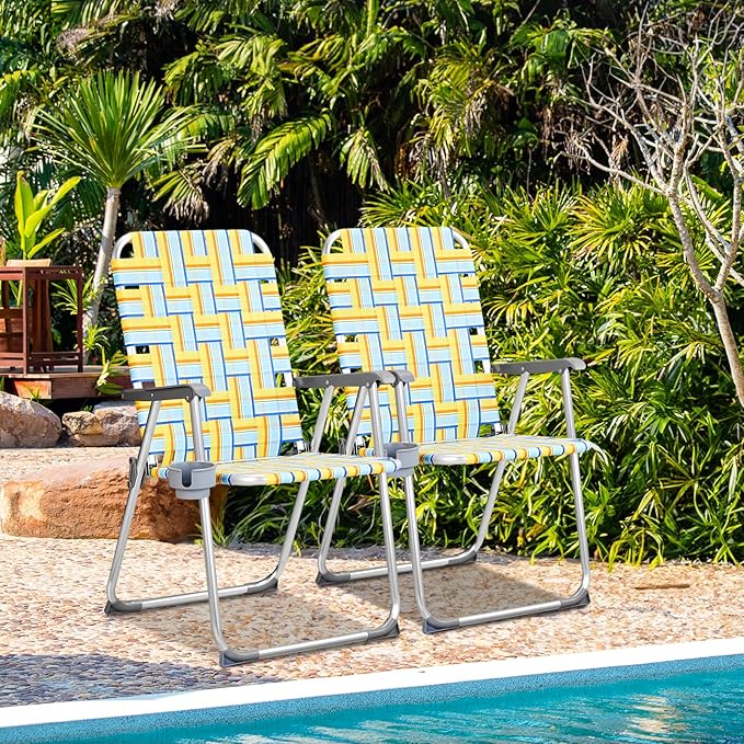 VINGLI Aluminum Patio Lawn Chairs Folding Set of 2 - Image 2