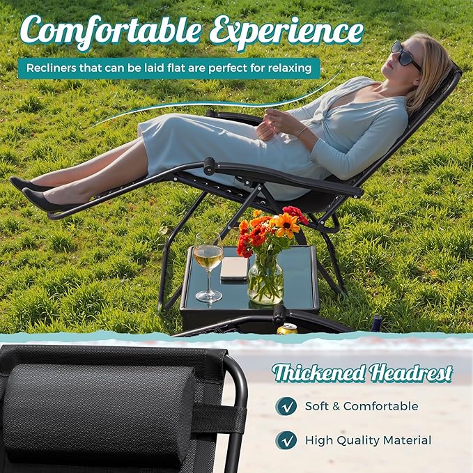 Homall Zero Gravity Chair Patio Folding Lawn Lounge Chairs Outdoor Lounge - Image 5